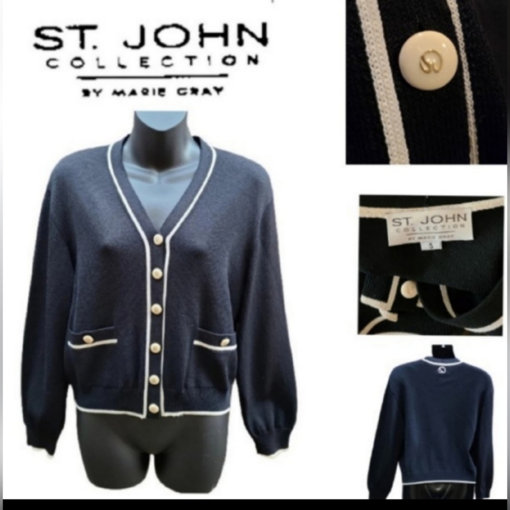 ST. JOHN COLLECTION BLACK W/ WHITE SANTANA JACKET - Picture 5 of 5